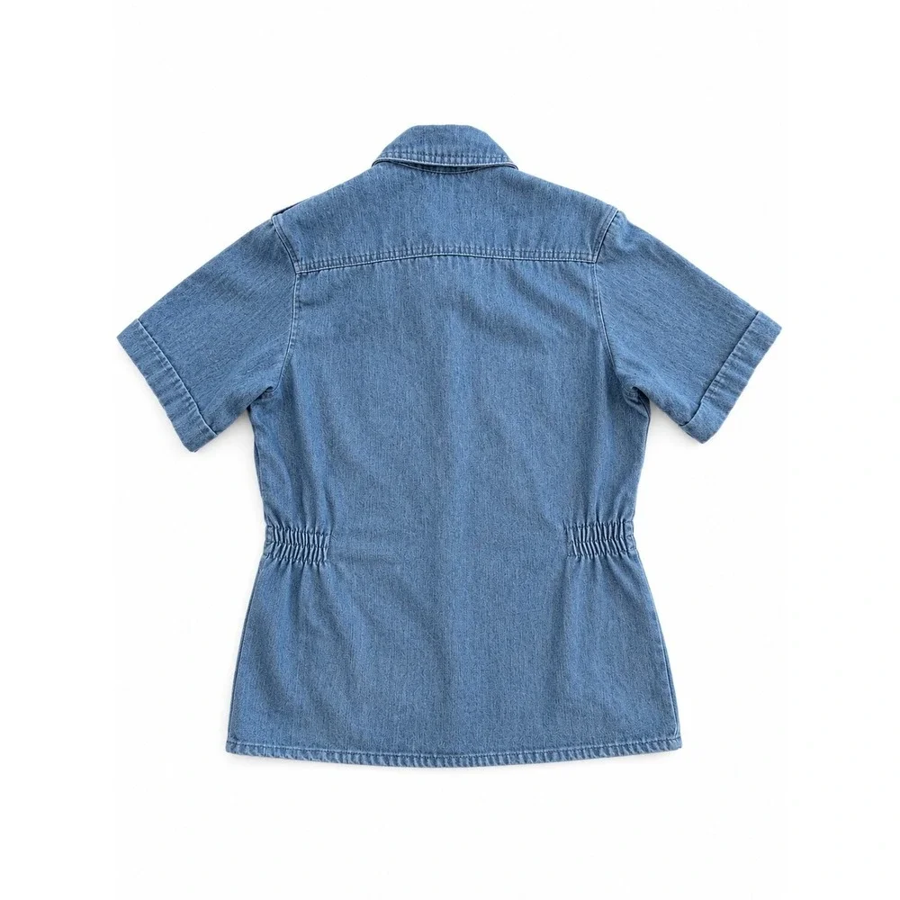Vintage Levi's Sportswear Denim Shirt Mens Short Sleeve Button Up Chambray Blue